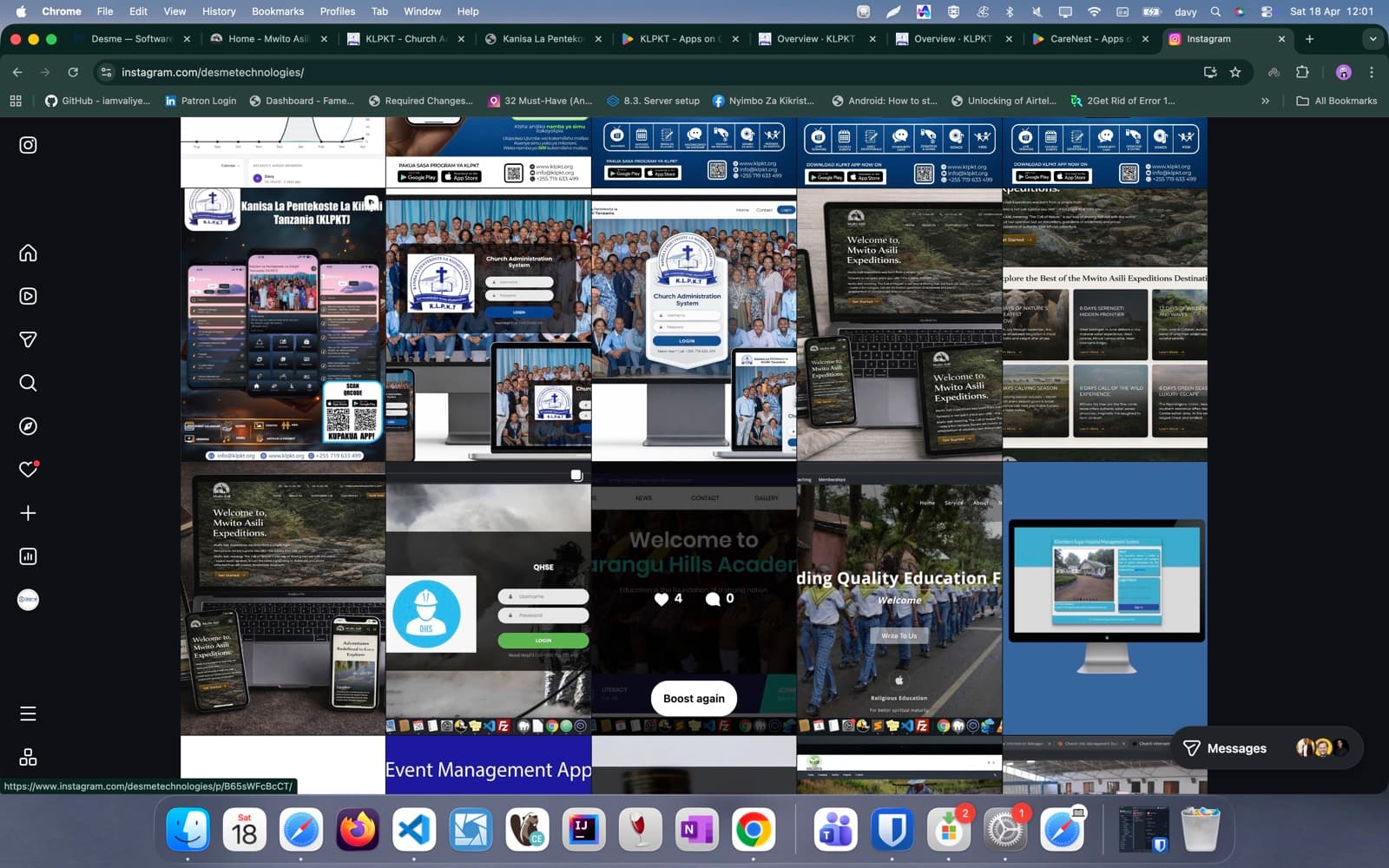Instagram feed grid of recent Desme Technologies Limited projects
